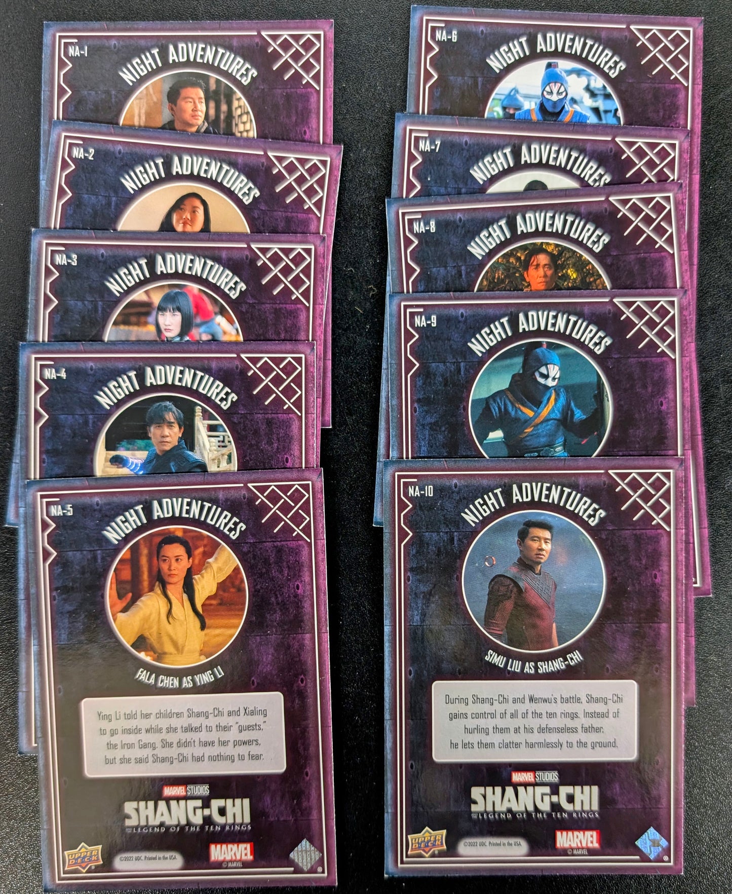 2022 Upper Deck Marvel Shang-Chi Complete 10 Card Night Adventures Set NA-1 to NA-10