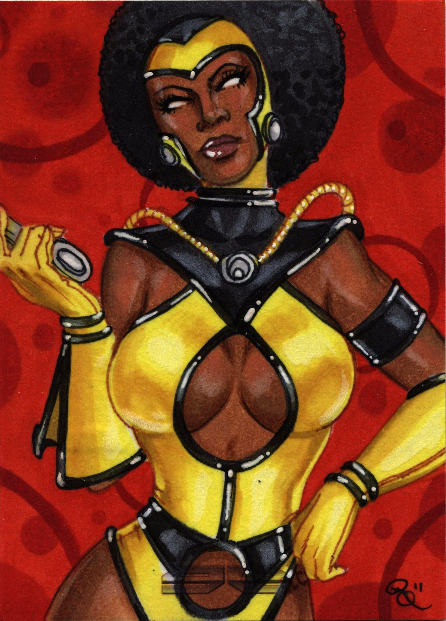 2011 5finity Galaxgals Eradication Rhiannon Owens Rare Artist Sketch Card Ver 2