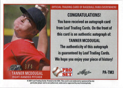 Leaf Pro Set Metal Baseball 2021 Cracked Ice Auto Card PA-TM3 Tanner McDougall 3/4