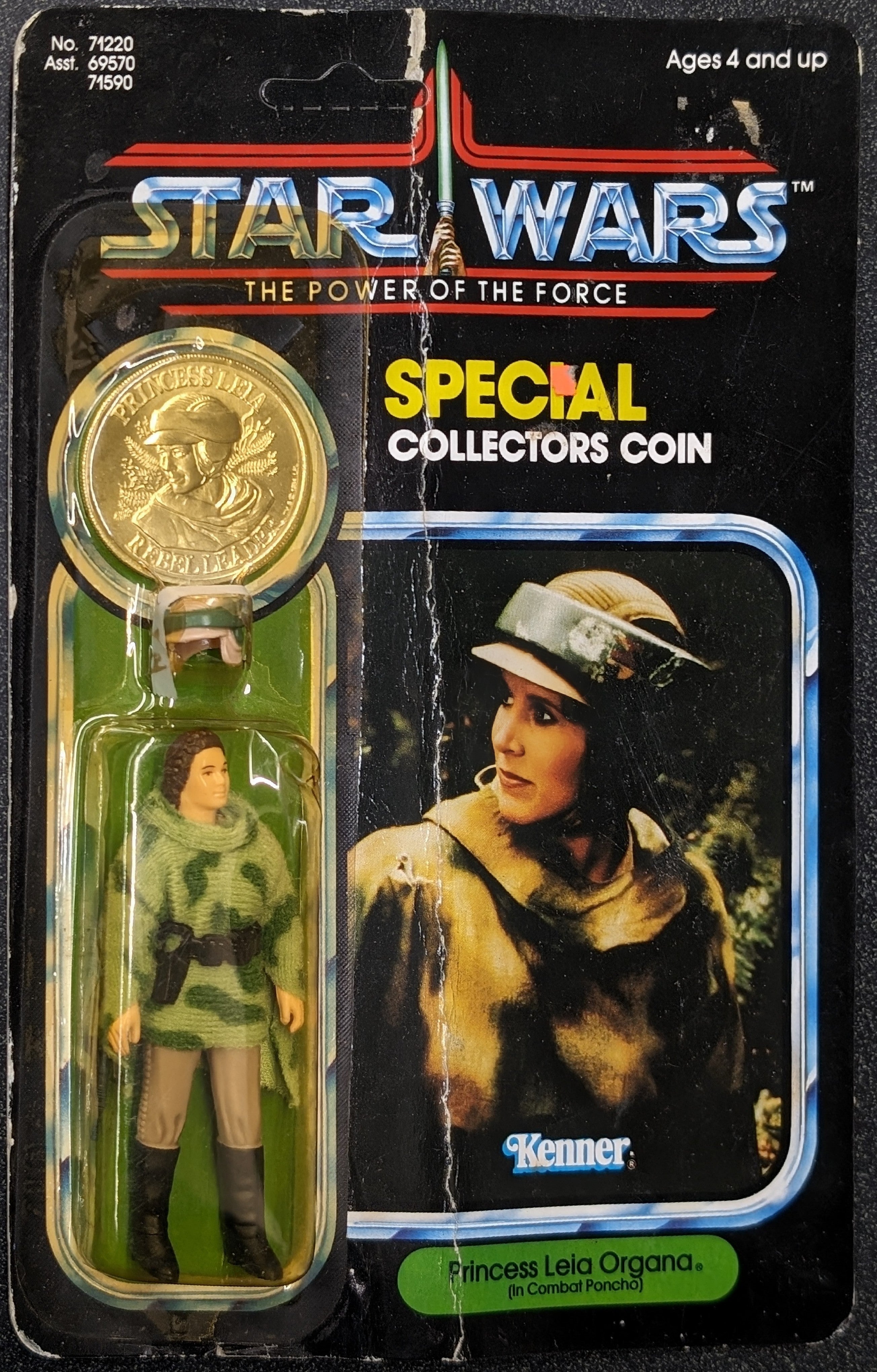1984 Kenner Star Wars POTF Princess Leia Organa In Combat Poncho with Coin