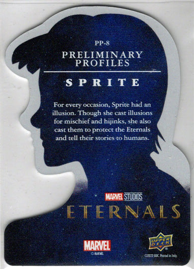 2023 Upper Deck Marvel Eternals Preliminary Profiles Metal Card PP-8 Sprite