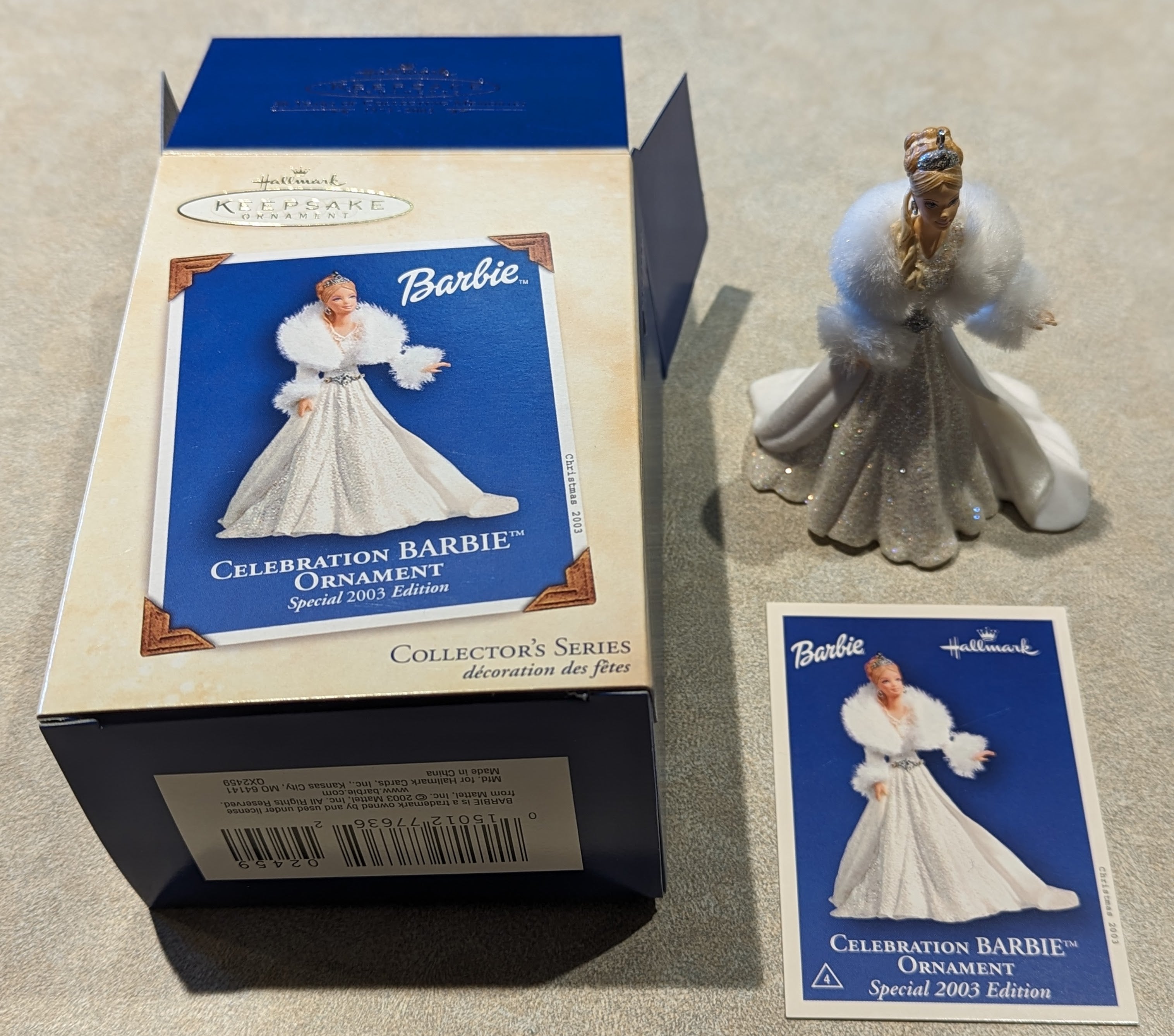 Hallmark Ornament 2003 Celebration Barbie 4th Edition with Collector Card