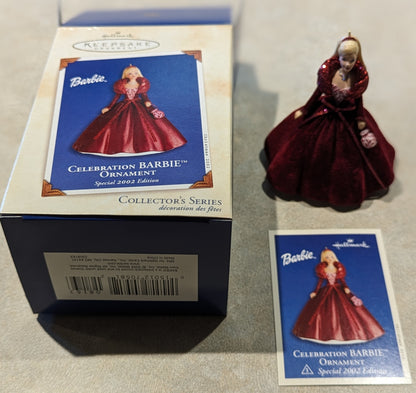 Hallmark Ornament 2002 Celebration Barbie 3rd Edition with Collector Card