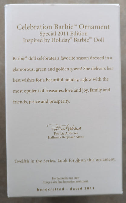 Hallmark Ornament 2011 Celebration Barbie Holiday Doll 12th