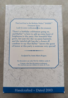 Hallmark Ornament 2003 Birthday Wishes Barbie 3