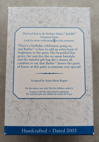 Hallmark Ornament 2003 Birthday Wishes Barbie 3