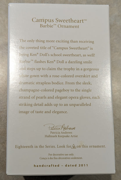Hallmark Ornament 2011 Campus Sweetheart 18th