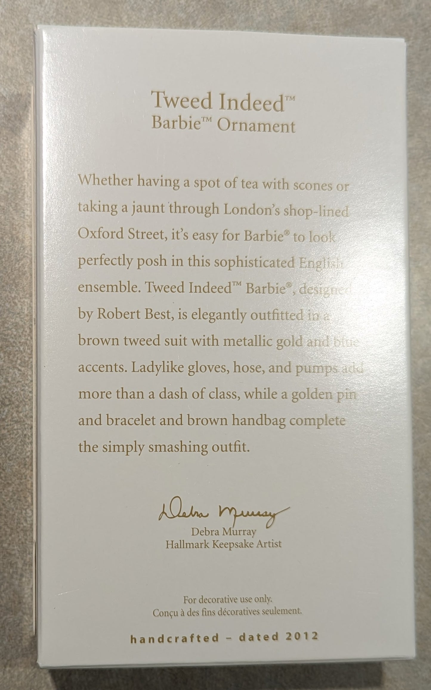 Hallmark Ornament 2012 Barbie Tweed Indeed
