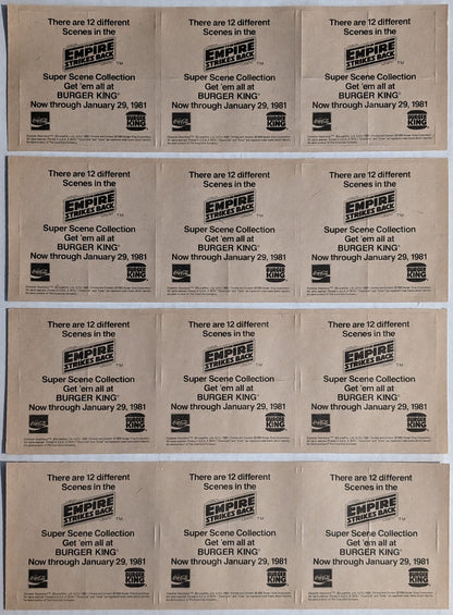 1980 Burger King Star Wars The Empire Strikes Back Super Scene Sticker Set
