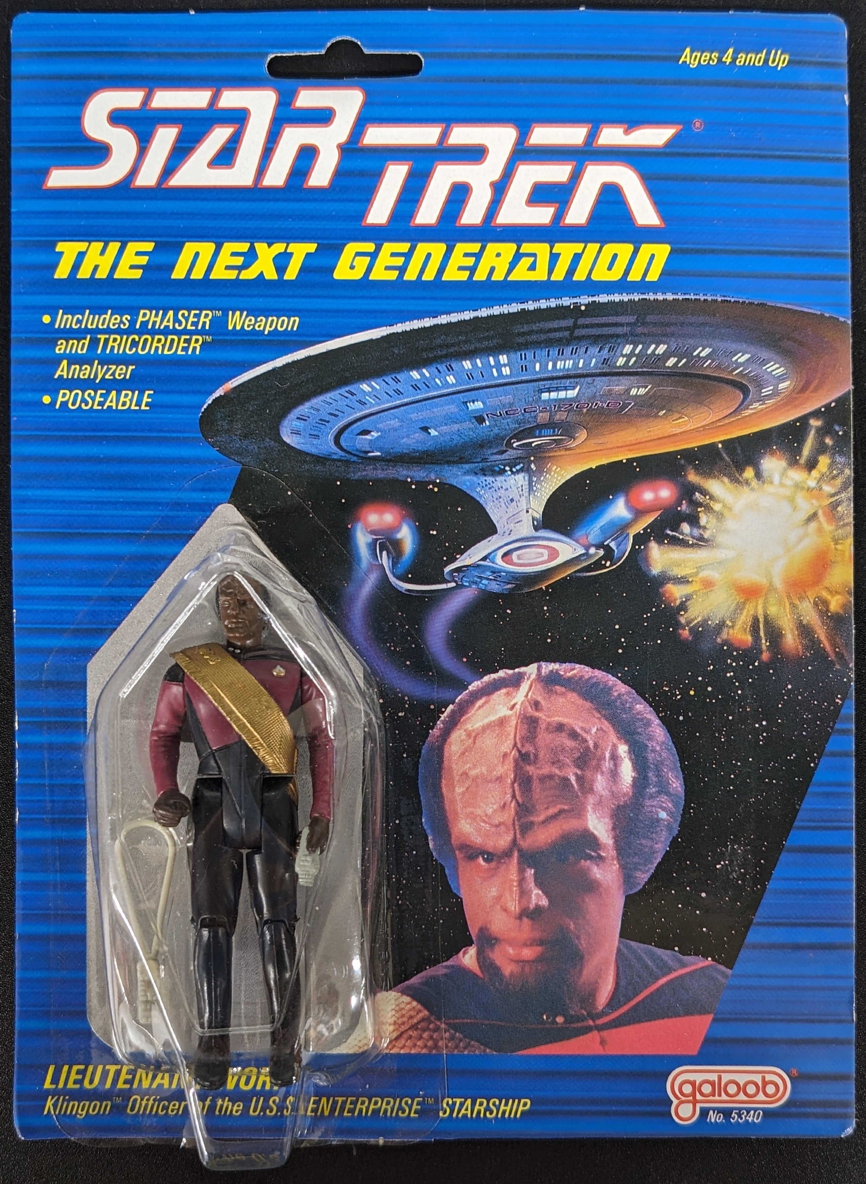 1988 Galoob Star Trek The Next Generation Lieutenant Worf Action Figure