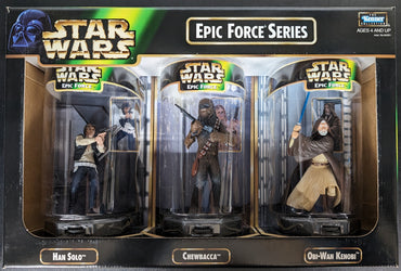 1998 Kenner Star Wars Epic Force 3 Pack Han Solo Chewbacca Obi-Wan Kenobi Action Figure