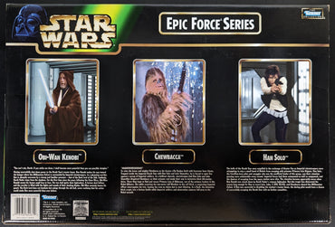 1998 Kenner Star Wars Epic Force 3 Pack Han Solo Chewbacca Obi-Wan Kenobi Action Figure