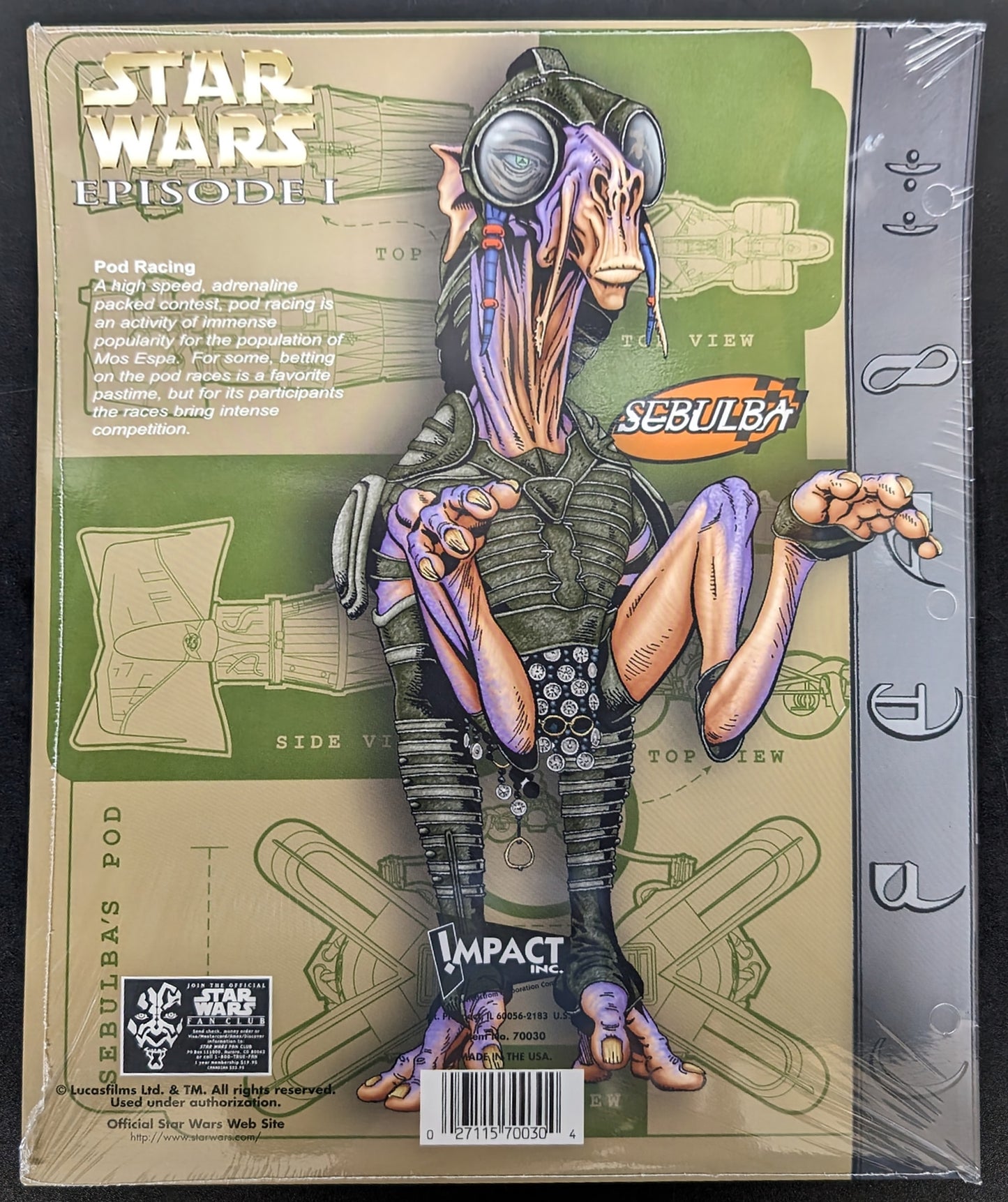 1999 Impact Star Wars Episode 1 Anakin Skywalker 2 Pocket School Portfolio