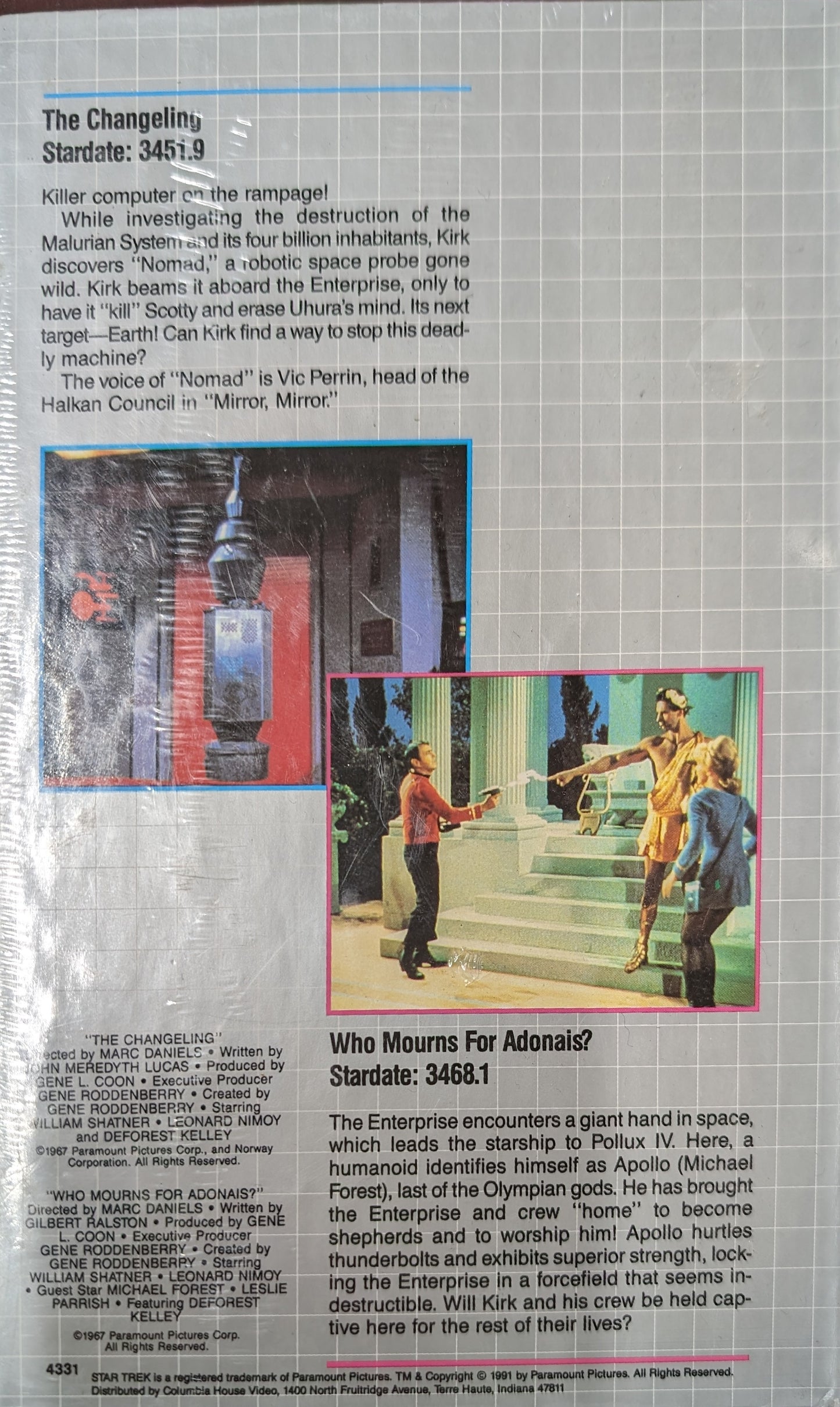 1991 Columbia House Star Trek VHS The Changeling / Who Morns for Adonais?