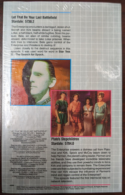 1991 Columbia House Star Trek VHS Let That Be Your ... / Plato's Stepchildren