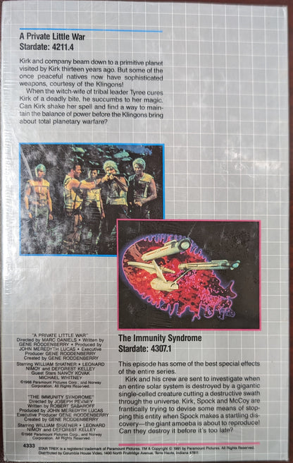 1991 Columbia House Star Trek VHS A Private Little War / The Immunity Syndrome