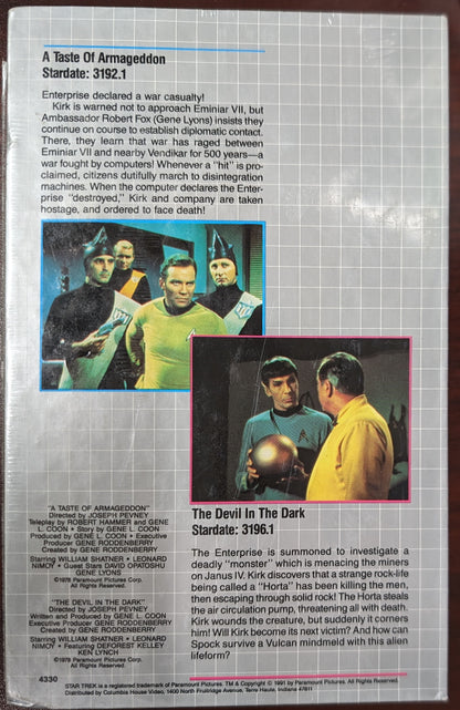 1991 Columbia House Star Trek VHS A Taste of Armageddon / The Devil In The Dark