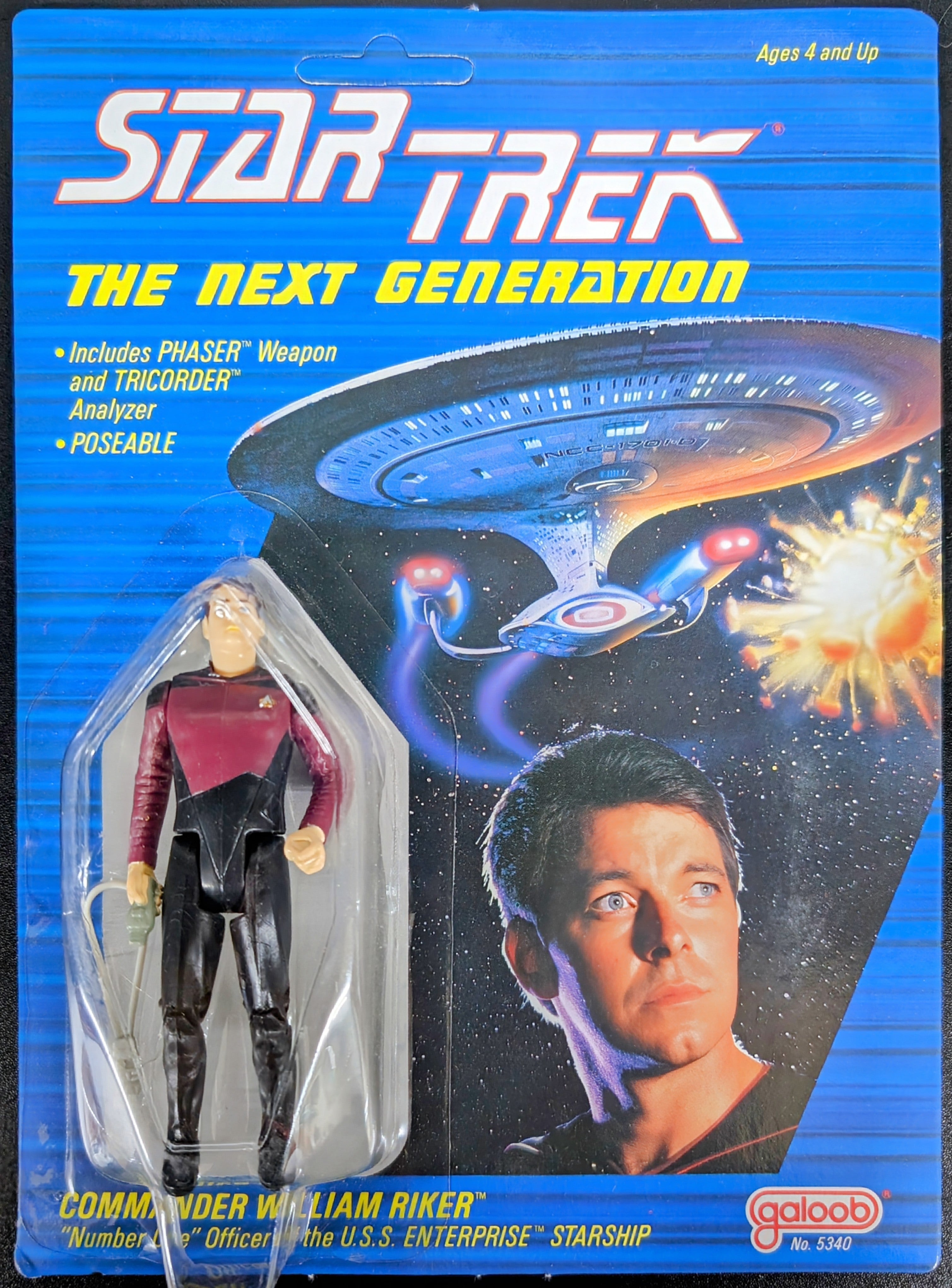 1988 Galoob Star Trek The Next Generation Commander William Riker Action Figure