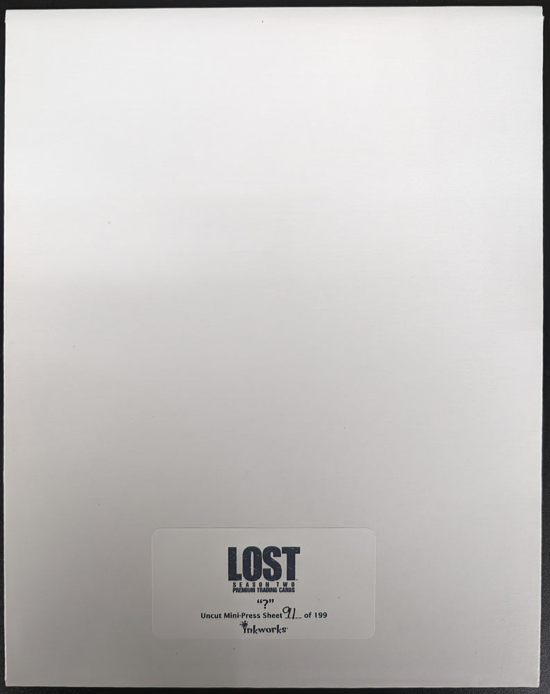 Inkworks 2006 Lost Season 2 Question Mark Uncut Mini-Press Sheet #91 of 199