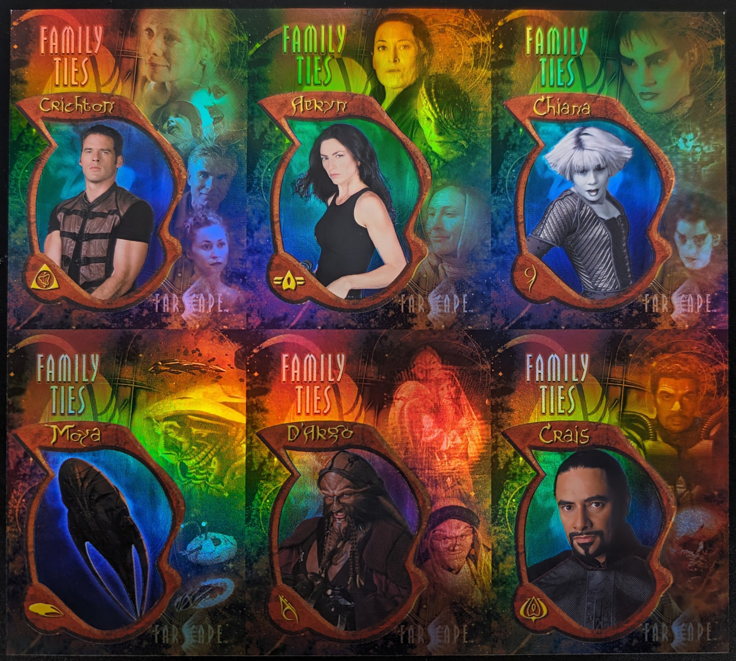 2002 Rittenhouse Farscape Season 3 Family Ties Foil Chase Set Uncut Sheet of 6 Cards