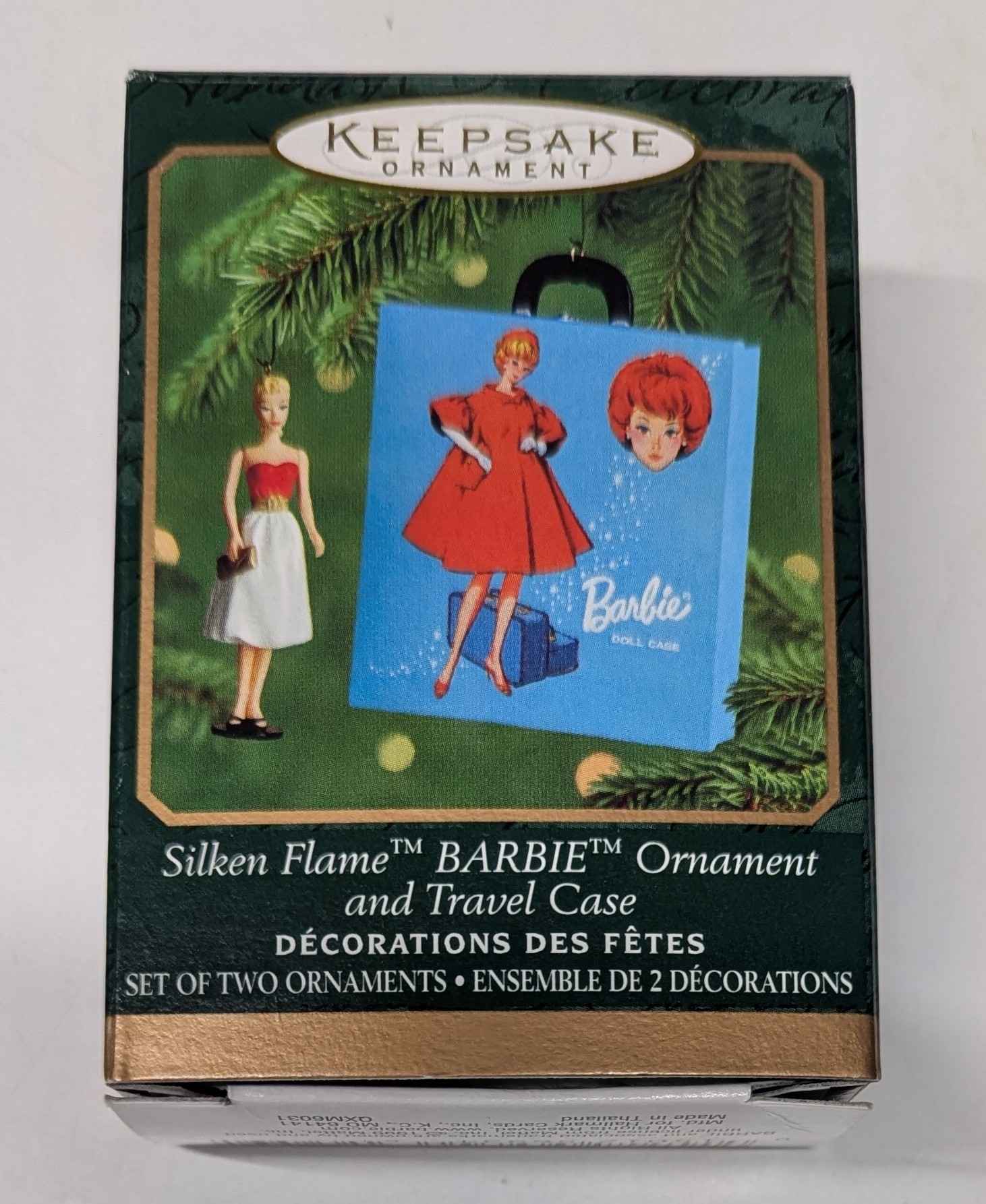 2000 Hallmark Keepsake Ornament - Silken Flame Barbie Ornament and Travel Case