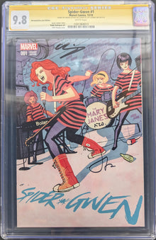 Spider-Gwen 1 Heroesonline Variant Graded CGC 9.8 Signed Latour, Renzi & Chiang