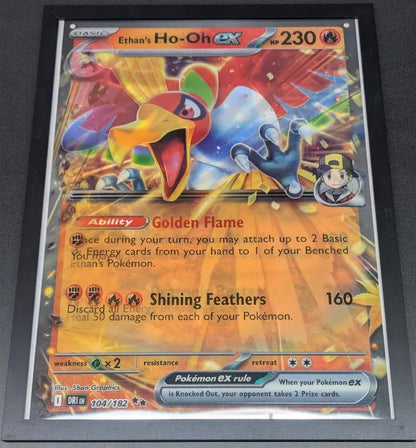 Framed Pokemon Lenticular Promotional Poster - Cynthia's Garchomp ex & Ethan's Ho-Oh ex