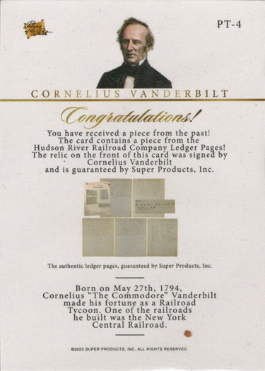 Super Break Pieces of the Past 2023 Promotional Relic Card PT-4 Cornelius Vanderbilt