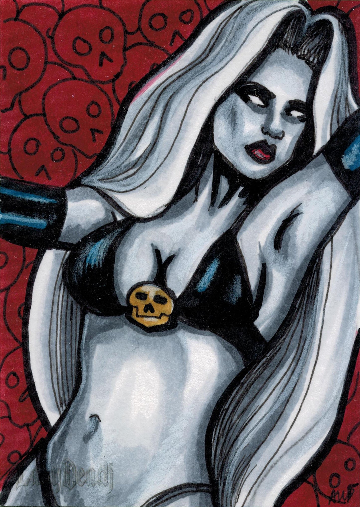 2012 5finity Lady Death Sketch Series Two Sketch Card by Ashleigh Popplewell V1