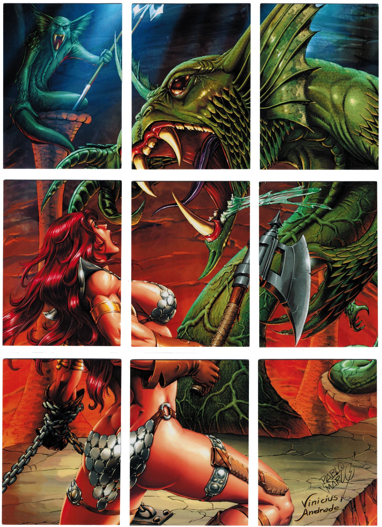 Breygent Dynamite Red Sonja 2012 Puzzle Complete 9 Card Chase Set