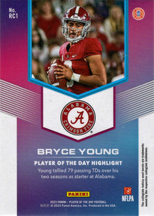 2023 Panini POTD Football Rookies Red Foil Parallel Card RC1 Bryce Young 77/99