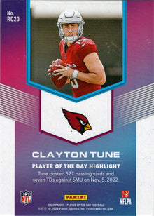 2023 Panini POTD Football Rookies Red Foil Parallel Card RC20 Clayton Tune 37/99