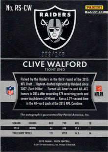 Panini Prizm Football 2015 Blue Prizm Autograph Card RS-CW Clive Walford 009/149