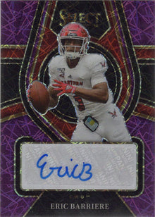 Panini Select Draft Picks 2022 Purple Laser Prizm Auto Card RS-EBA Eric Barriere 2/5