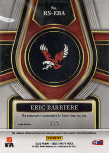 Panini Select Draft Picks 2022 Purple Laser Prizm Auto Card RS-EBA Eric Barriere 2/5