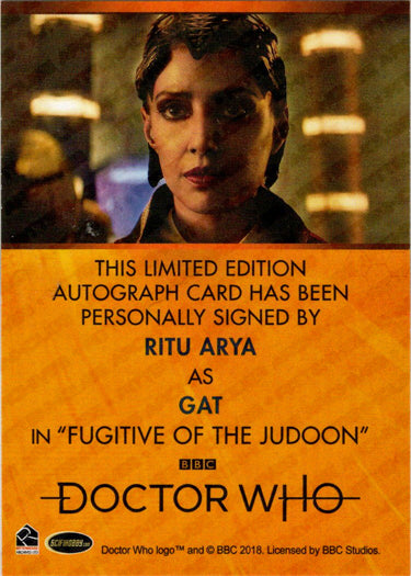 2022 Doctor Who Series 11 & 12 Ritu Arya Bordered Autograph Card