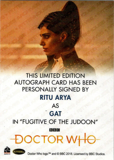 2022 Doctor Who Series 11 & 12 Ritu Arya Full Bleed Autograph Card