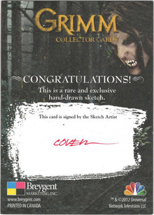 Grimm Season 1 Hand Drawn Sketch Card by Roy Cover