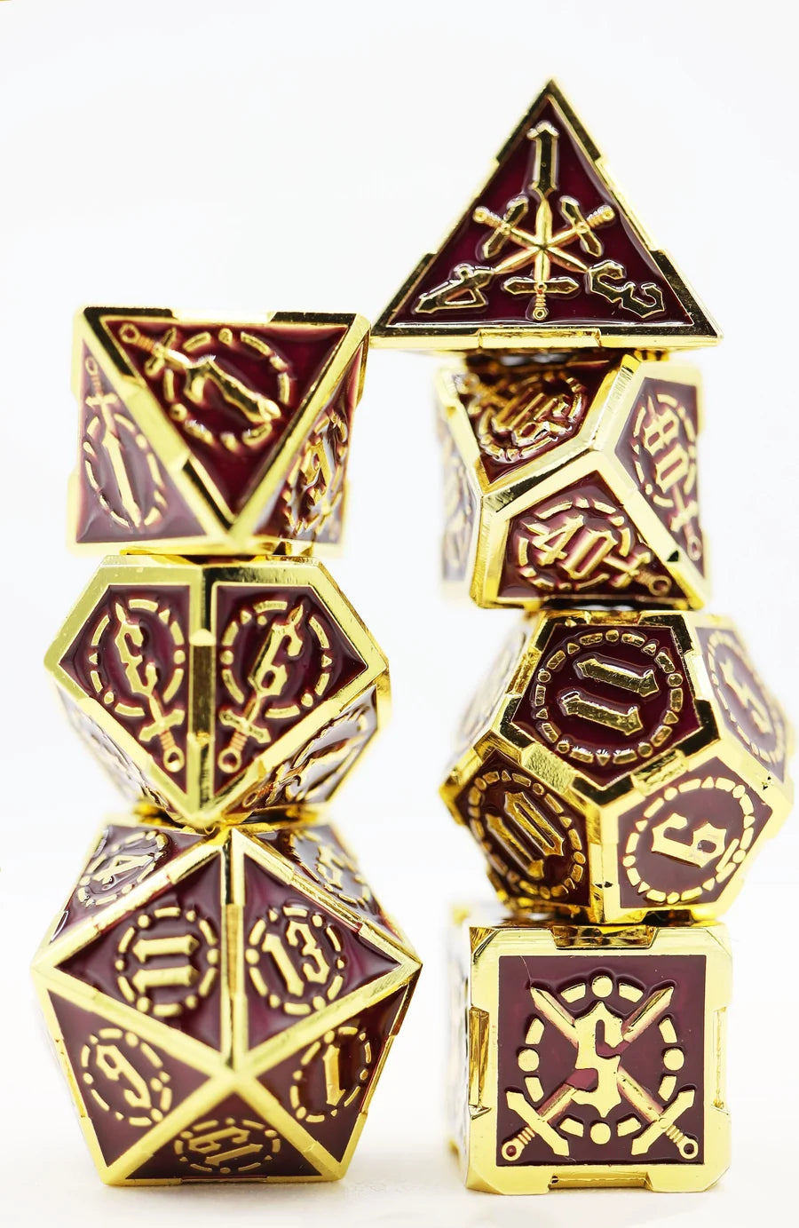 Foam Brain Metal RPG Dice Set: Crossed Swords - Royal Amethyst Sword