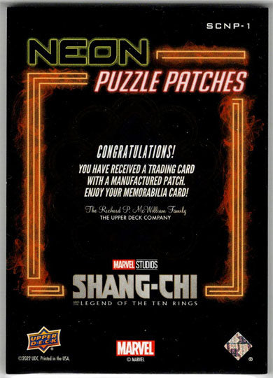 2023 Upper Deck Marvel Shang-Chi Neon Puzzle Patches Card SCNP-1 Simu Liu