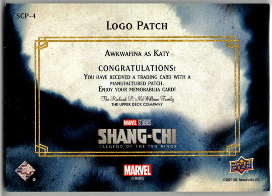 2023 Upper Deck Marvel Shang-Chi Logo Patch Card SCP-4 Awkwafina as Katy