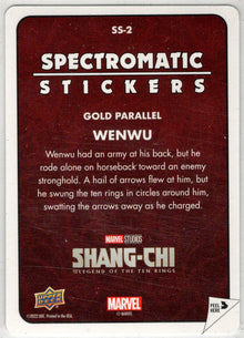 2023 Upper Deck Marvel Shang-Chi Spectromatic Sticker Gold Card SS-2 Wenwu