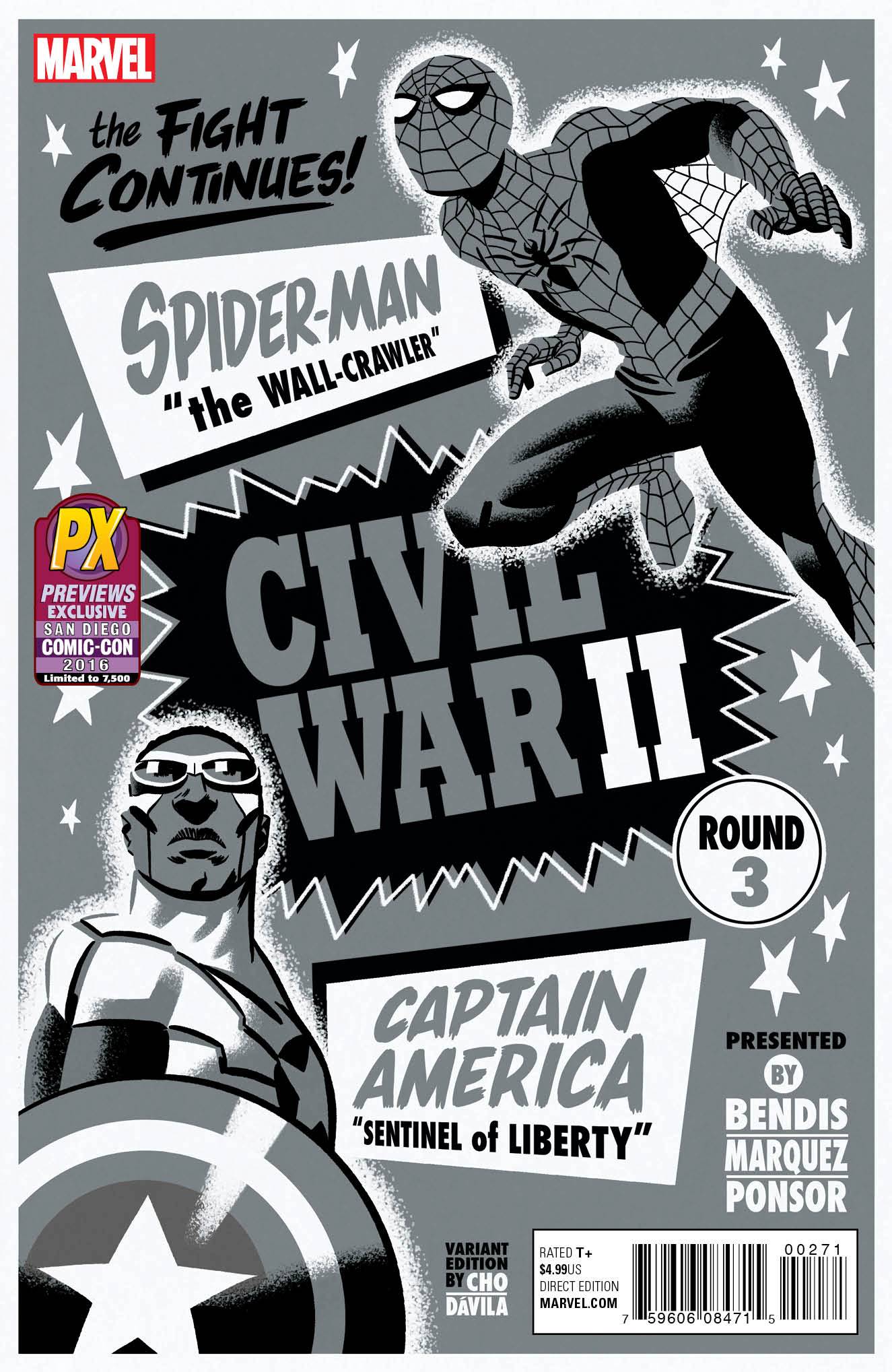 SDCC 2016 CIVIL WAR II #3 (OF 8) MICHAEL CHO B&W VAR