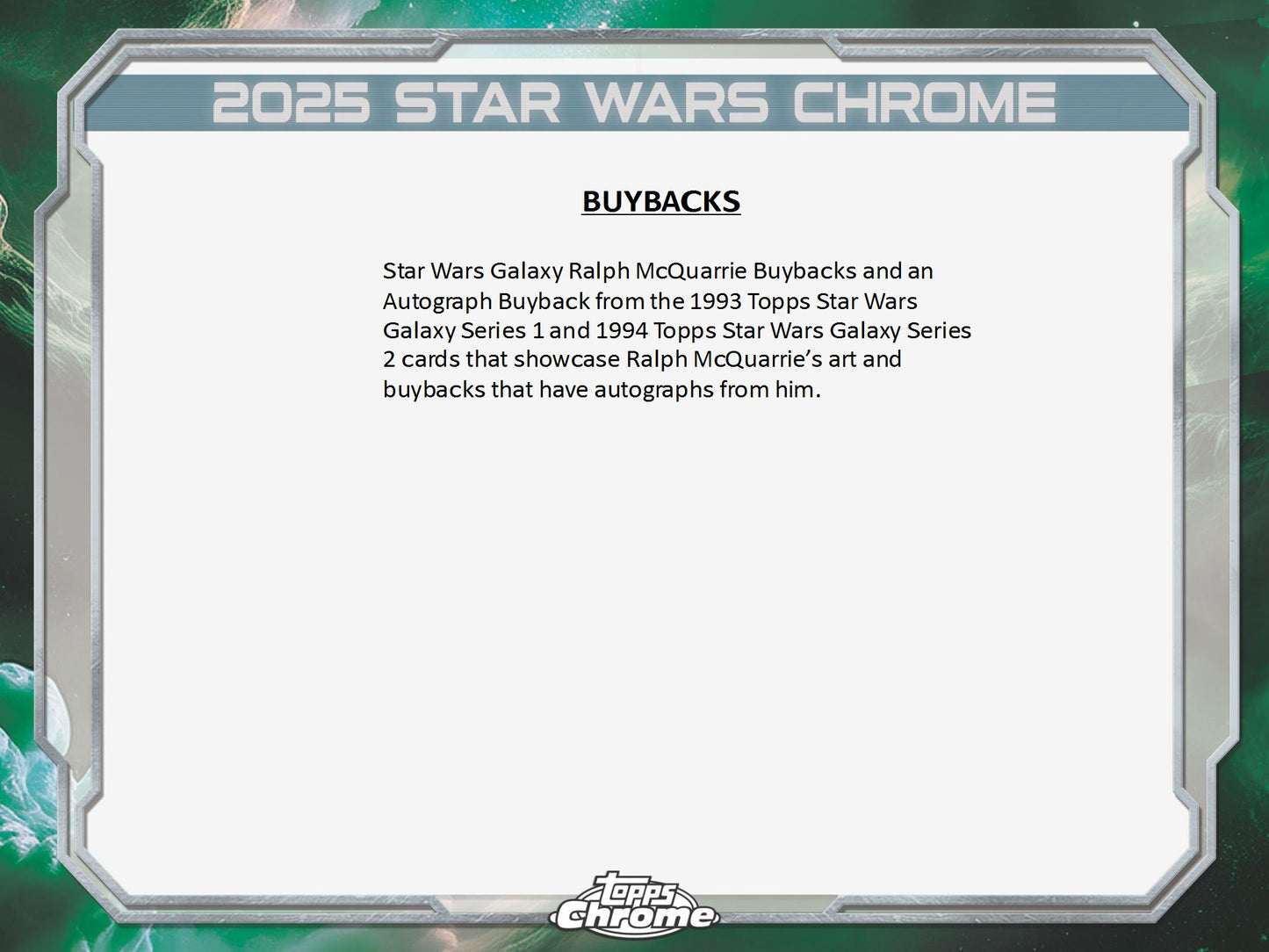 2025 Topps Star Wars Chrome Galaxy Hobby Box