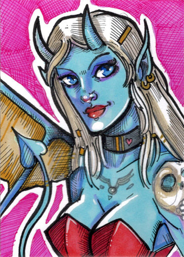 Succubus Sweethearts Sugar Spice 5finity 2023 Sketch Card Mike Mastermaker V2