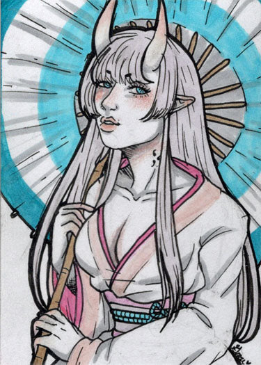 Succubus Sweethearts Sugar Spice 5finity 2023 Sketch Card Grae Sundberg