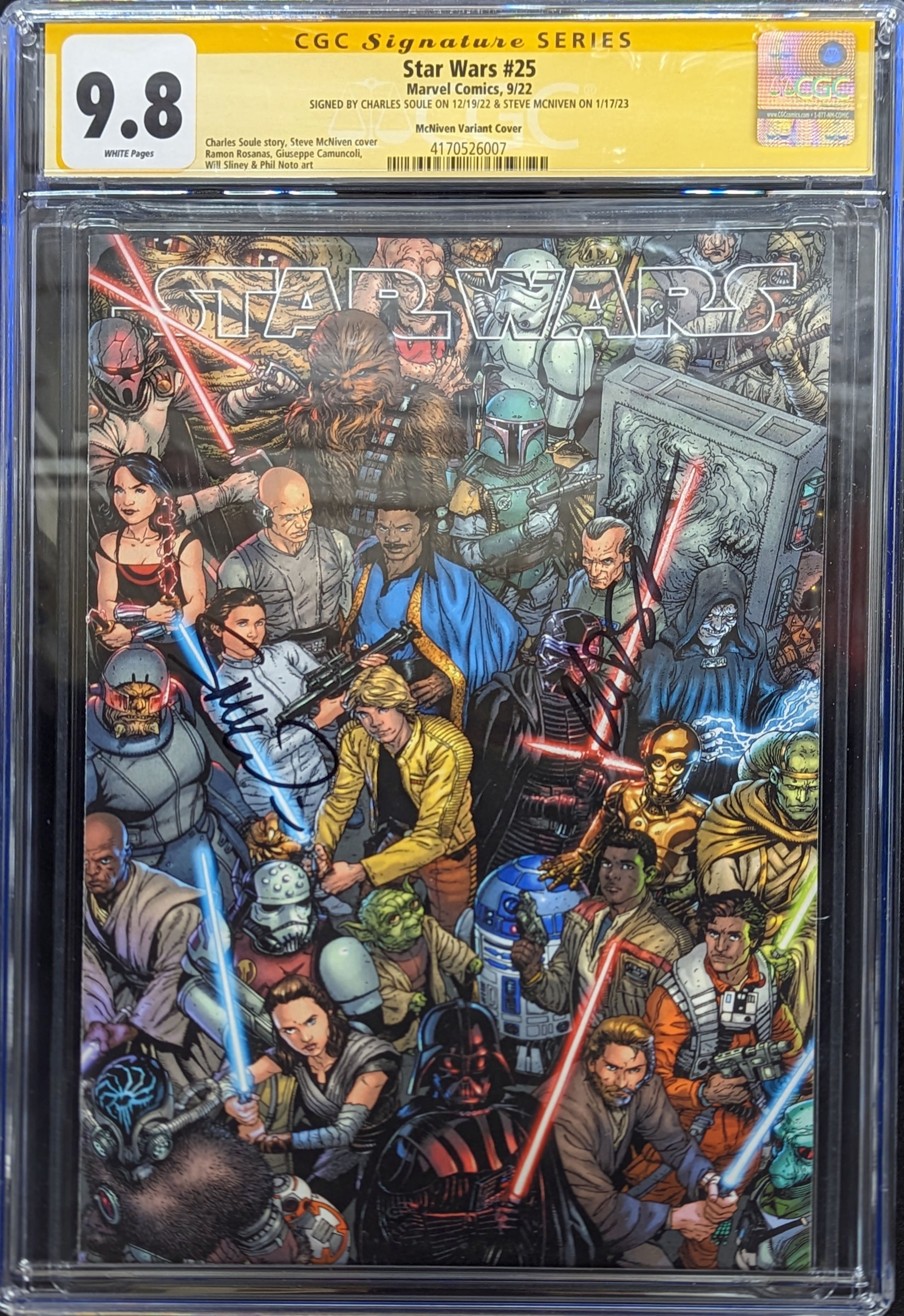 Star Wars #25 1:25 Variant CGC 9.8 Signed by NcNiven and Soule