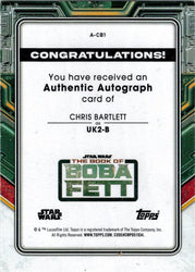 Topps 2022 Star Wars Boba Fett Red Parallel Auto Card A-CB1 Chris Bartlett 94/99