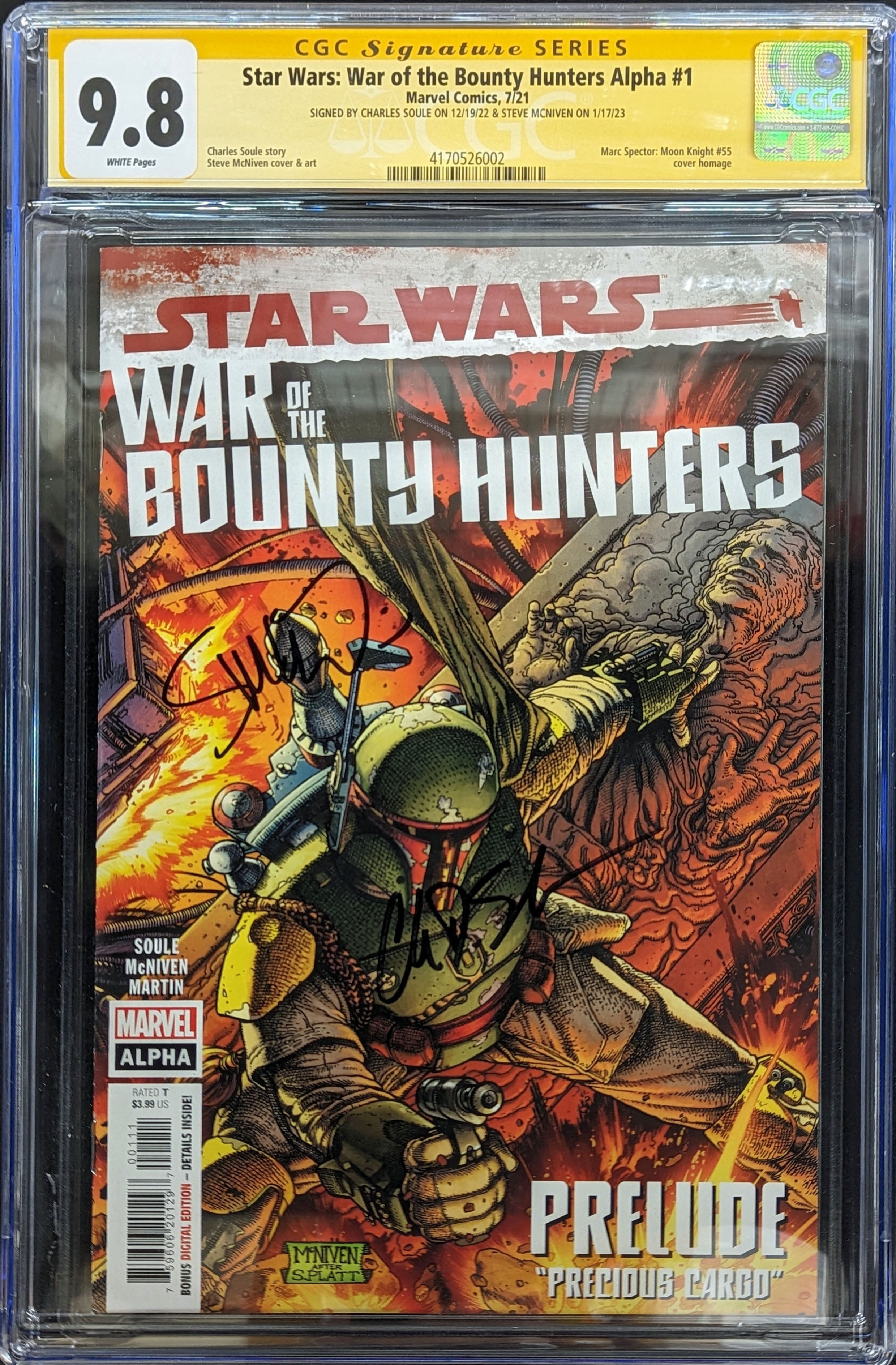 STAR WARS WAR BOUNTY HUNTERS ALPHA #1 CGC 9.8 Signed by NcNiven and Soule