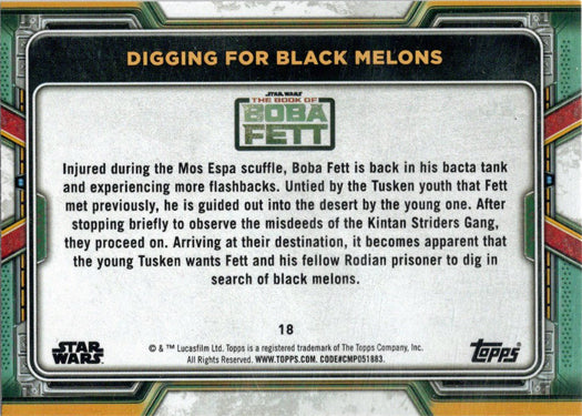 Topps 2022 Star Wars Boba Fett Purple Parallel Card 18 "Digging For Black..."